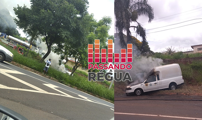 Veículo da Prefeitura de Ourinhos de Ourinhos pega fogo na Rodovia