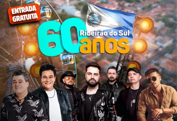 Ribeirão do Sul celebra 60 anos com grandes shows e parque de diversões gratuito