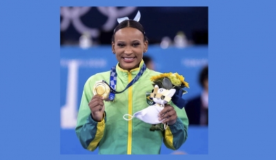 Rebeca Andrade conquista ouro para o Brasil na ginástica artística