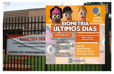 Cartório Eleitoral funciona neste domingo, 1º, para cadastramento biométrico em Ourinhos