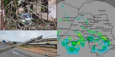 Tempestade e vento derrubam postes e causam queda de energia na região e pode chegar em Ourinhos