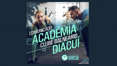 Academia do Clube Balneário Diacuí anuncia retorno das atividades para 1° de setembro 