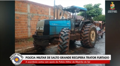 Polícia Militar encontra trator furtado em Salto Grande 