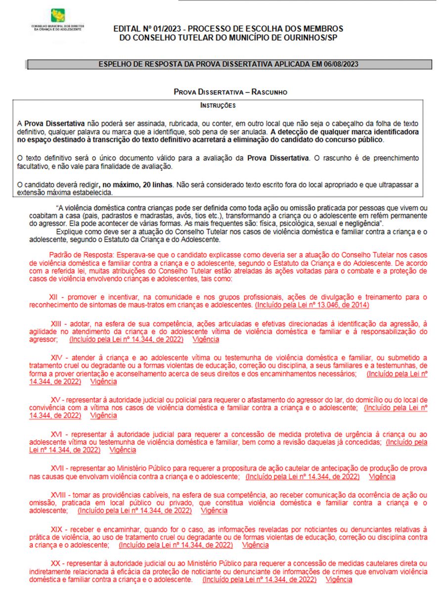 Prefeitura De Ourinhos Publica Resultado E Classifica O Da Prova Escrita Do Processo De Escolha