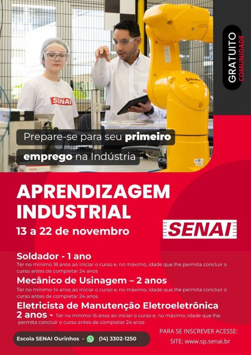 Senai Ourinhos Abre Vagas Para Novos Cursos Gratuitos De Descubra O